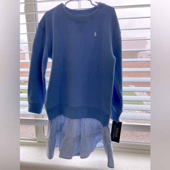 Ralph Lauren Other - NWT Ralph Lauren Girls' Fleece & Seersucker Sweatshirt Dress / Size 6X